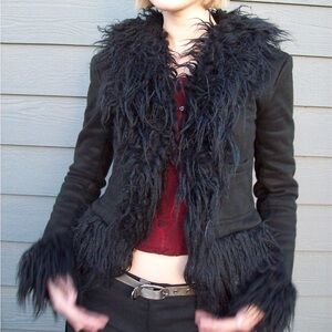 Black Faux Fur Trim Jacket